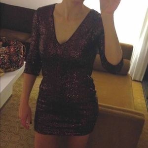 Express black cherry sequin mini dress